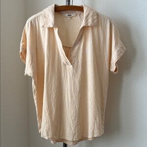 Koton sz M Yellow White Stripe V-Neck Collar Top Casual Beachcore Loose